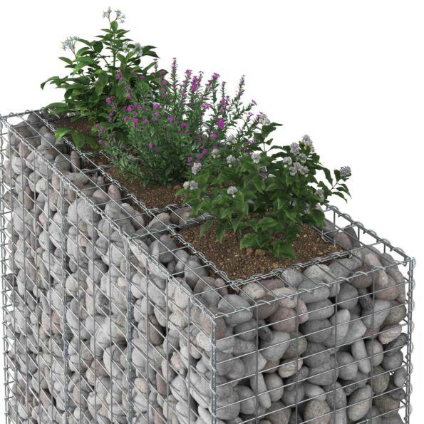 vidaXL Gabiónová vyvýšená posteľ 2 pcs Strieborná 130 x 50 x 150 cm – Obrázok 4