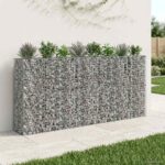 vidaXL Gabiónová vyvýšená posteľ 4 pcs Strieborná 330 x 50 x 150 cm