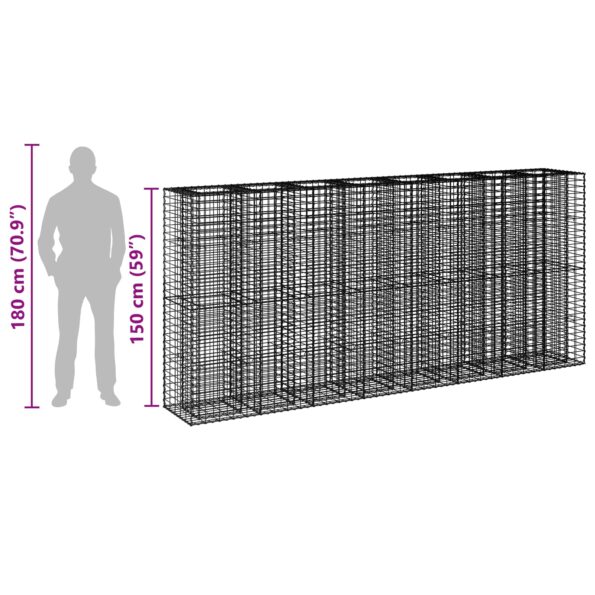 vidaXL Gabiónová vyvýšená posteľ 4 pcs Strieborná 330 x 50 x 150 cm – Obrázok 11
