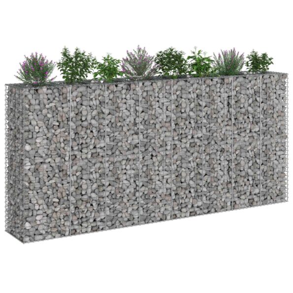 vidaXL Gabiónová vyvýšená posteľ 4 pcs Strieborná 330 x 50 x 150 cm – Obrázok 3