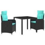 vidaXL Záhradná jedálenská súprava 3 pcs polyratan