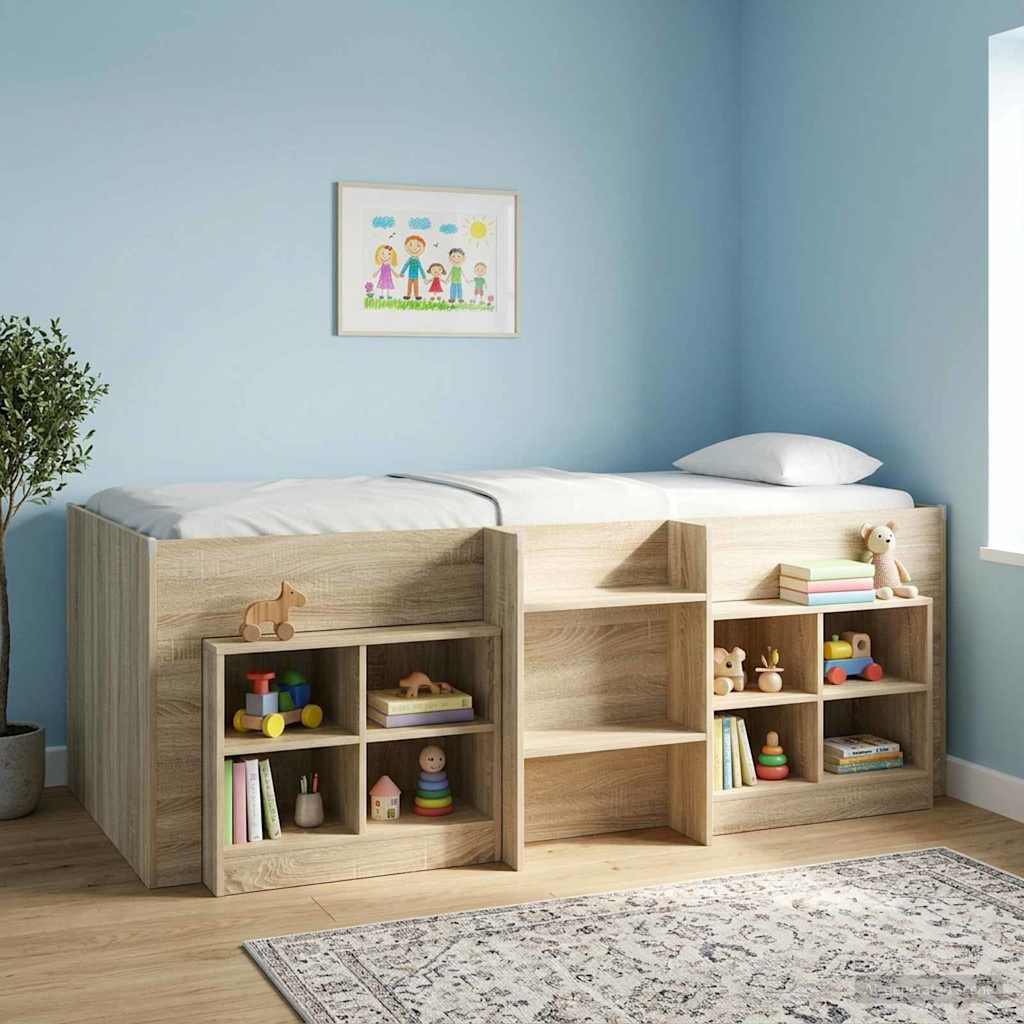 3422549_1.jpg vidaXL Rám postele pre deti na vysokej posteli 2 pcs Sonoma – Obrázok 1