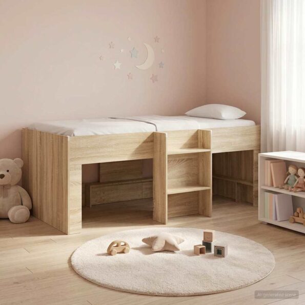 vidaXL Rám postele pre deti na vysokej posteli 2 pcs Sonoma – Obrázok 3