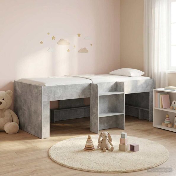 vidaXL Rám postele pre deti na vysokej posteli 2 pcs Betónová – Obrázok 3