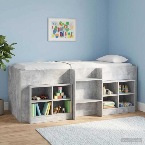 vidaXL Rám postele pre deti na vysokej posteli 2 pcs Betónovo sivá – Obrázok 3