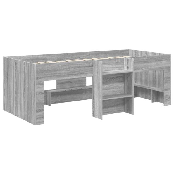 vidaXL Rám postele pre deti na vysokej posteli 2 pcs Sivý Sonoma – Obrázok 4
