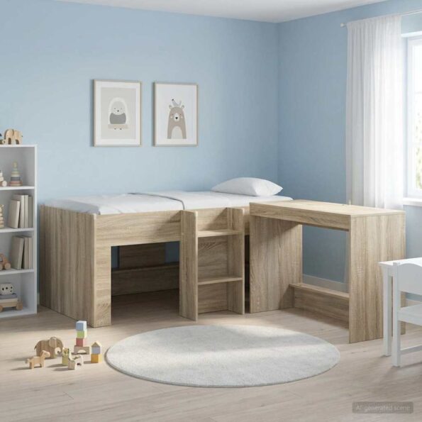 vidaXL Rám postele pre deti na vysokej posteli 2 pcs Sonoma – Obrázok 3