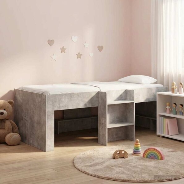 vidaXL Rám postele pre deti na vysokej posteli 2 pcs Betónová – Obrázok 3