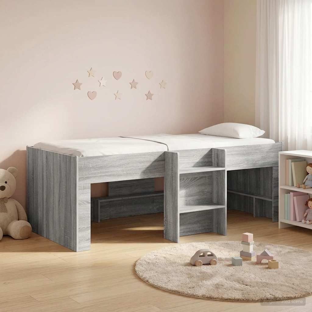 3422592_1.jpg vidaXL Rám postele pre deti na vysokej posteli 2 pcs Sivý Sonoma – Obrázok 1
