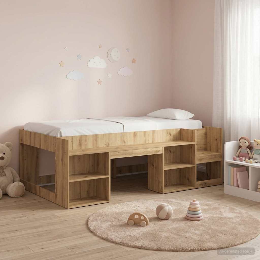 3422610_1.jpg vidaXL Detská posteľová konštrukcia so skladovaním Dub artisan – Obrázok 1