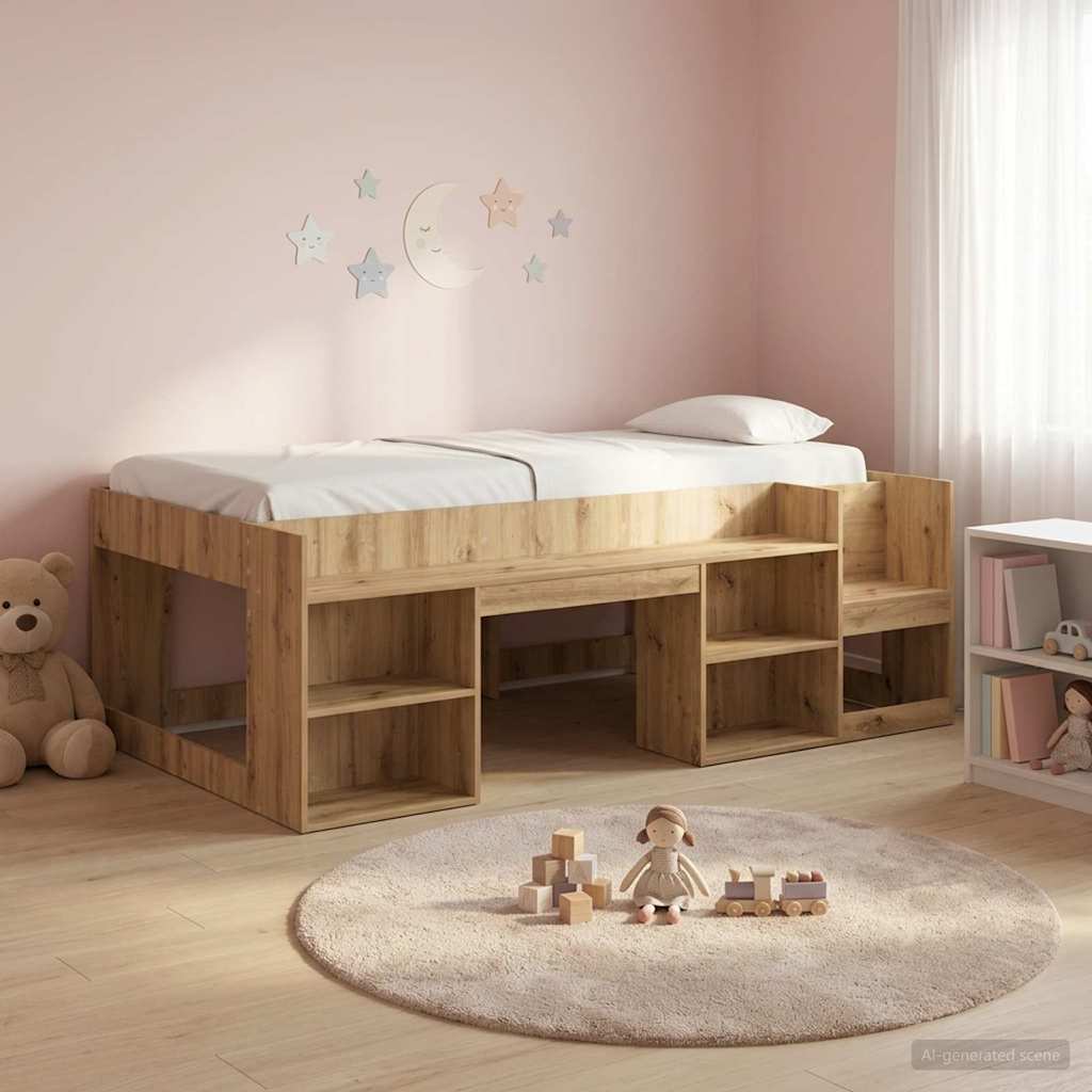 3422634_1.jpg vidaXL Detská posteľová konštrukcia so skladovaním Dub artisan – Obrázok 1
