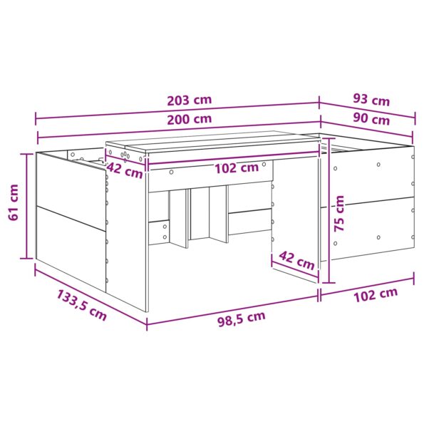 vidaXL Detská vysoká posteľ s pultom Biela 90 x 200 cm – Obrázok 9