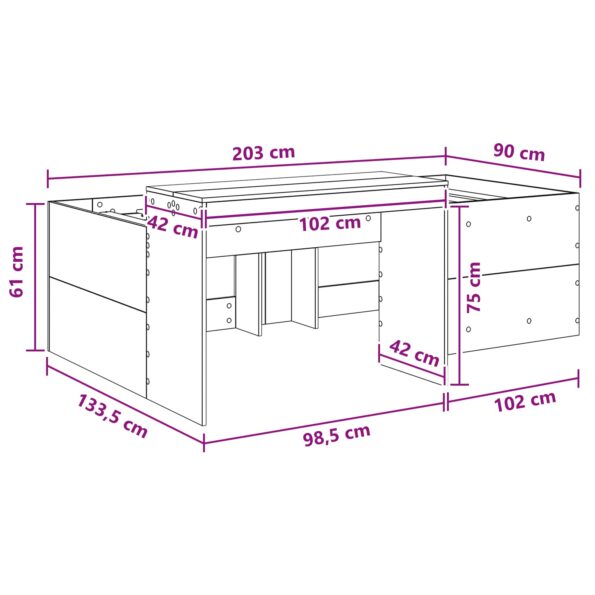 vidaXL Detská vysoká posteľ s pultom Čierna 90 x 200 cm – Obrázok 9