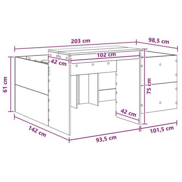 vidaXL Detská vysoká posteľ s pultom Biela 98.5 x 200 cm – Obrázok 9