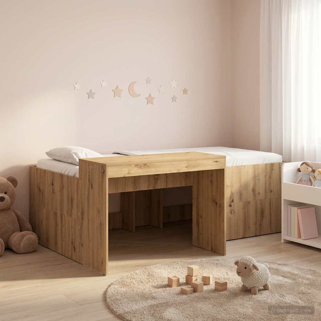 3422666_1.jpg vidaXL Detská vysoká posteľ s pultom Dub artisan 98.5 x 200 cm – Obrázok 1
