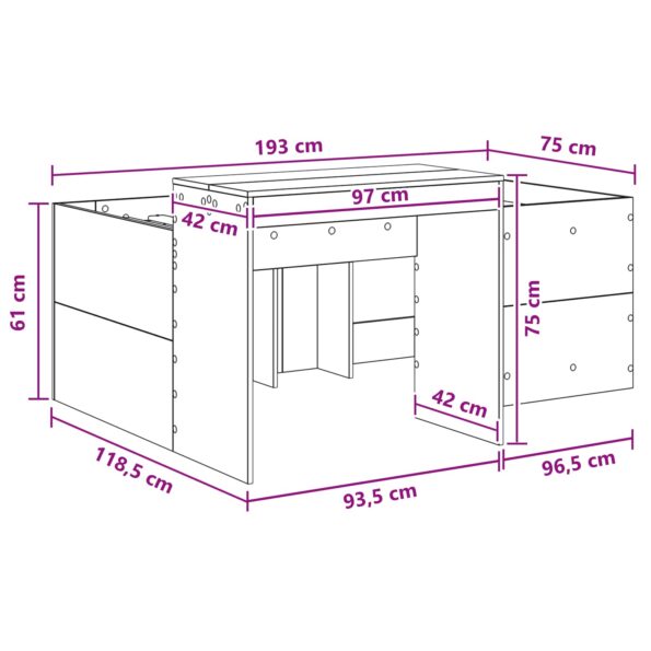 vidaXL Detská vysoká posteľ s pultom Dub artisan 75 x 190 cm – Obrázok 9