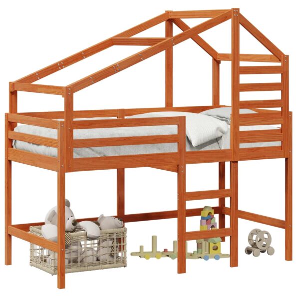 vidaXL Rám podkrovnej postele Vosková Hnedá 90 x 190 cm – Obrázok 2