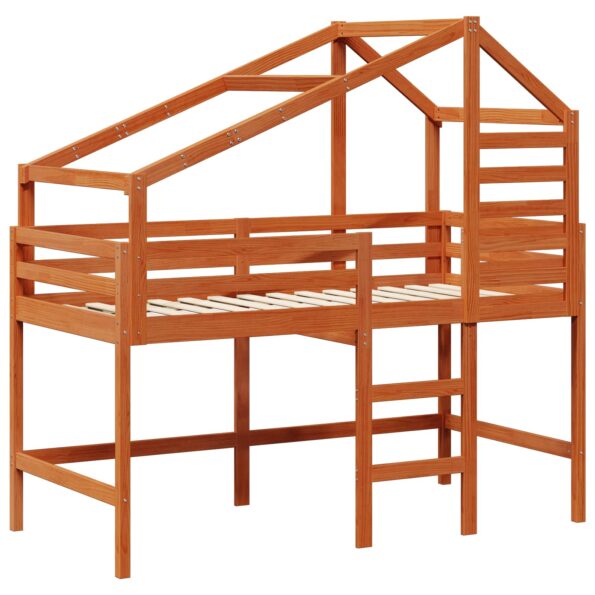 vidaXL Rám podkrovnej postele Vosková Hnedá 90 x 190 cm – Obrázok 5