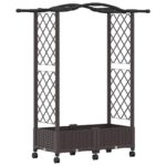vidaXL Vyvýšený záhon s mriežkou a strechou Hnedá 124 x 40 x 129 cm PP – Obrázok 2