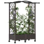 vidaXL Vyvýšený záhon s mriežkou a strechou Hnedá 124 x 40 x 129 cm PP – Obrázok 3
