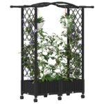 vidaXL Vyvýšený záhon s mriežkou a strechou Čierna 124 x 40 x 129 cm – Obrázok 3
