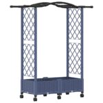 vidaXL Vyvýšený záhon s mriežkou a strechou Sivá 124 x 40 x 129 cm PP – Obrázok 2