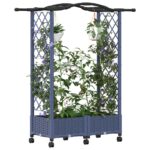 vidaXL Vyvýšený záhon s mriežkou a strechou Sivá 124 x 40 x 129 cm PP – Obrázok 3