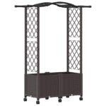 vidaXL Vyvýšený záhon s mriežkou a strechou Hnedá 125 x 40 x 144 cm PP – Obrázok 2