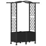 vidaXL Vyvýšený záhon s mriežkou a strechou Čierna 125 x 40 x 144 cm – Obrázok 2