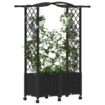 vidaXL Vyvýšený záhon s mriežkou a strechou Čierna 125 x 40 x 144 cm – Obrázok 3