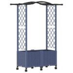 vidaXL Vyvýšený záhon s mriežkou a strechou Sivá 125 x 40 x 144 cm PP – Obrázok 2