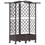 vidaXL Vyvýšený záhon s mriežkou a strechou Hnedá 124 x 40 x 129 cm PP – Obrázok 2