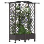 vidaXL Vyvýšený záhon s mriežkou a strechou Hnedá 124 x 40 x 129 cm PP – Obrázok 3