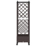 vidaXL Vyvýšený záhon s mriežkou a strechou Hnedá 124 x 40 x 129 cm PP – Obrázok 4