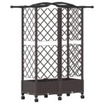 vidaXL Vyvýšený záhon s mriežkou a strechou Hnedá 124 x 40 x 129 cm PP – Obrázok 5