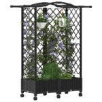 vidaXL Vyvýšený záhon s mriežkou a strechou Čierna 124 x 40 x 129 cm – Obrázok 3