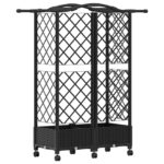 vidaXL Vyvýšený záhon s mriežkou a strechou Čierna 124 x 40 x 129 cm – Obrázok 5
