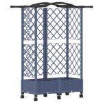 vidaXL Vyvýšený záhon s mriežkou a strechou Sivá 124 x 40 x 129 cm PP – Obrázok 2