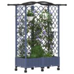vidaXL Vyvýšený záhon s mriežkou a strechou Sivá 124 x 40 x 129 cm PP – Obrázok 3