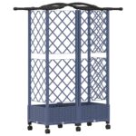 vidaXL Vyvýšený záhon s mriežkou a strechou Sivá 124 x 40 x 129 cm PP – Obrázok 5