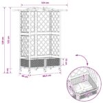 vidaXL Vyvýšený záhon s mriežkou a strechou Sivá 124 x 40 x 129 cm PP – Obrázok 9