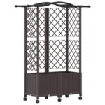 vidaXL Vyvýšený záhon s mriežkou a strechou Hnedá 122 x 40 x 144 cm PP – Obrázok 2