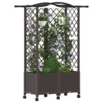 vidaXL Vyvýšený záhon s mriežkou a strechou Hnedá 122 x 40 x 144 cm PP – Obrázok 3