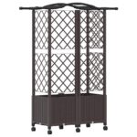 vidaXL Vyvýšený záhon s mriežkou a strechou Hnedá 122 x 40 x 144 cm PP – Obrázok 5