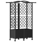 vidaXL Vyvýšený záhon s mriežkou a strechou Čierna 122 x 40 x 144 cm – Obrázok 2