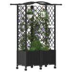 vidaXL Vyvýšený záhon s mriežkou a strechou Čierna 122 x 40 x 144 cm – Obrázok 3