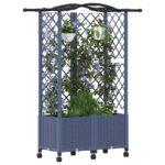 vidaXL Vyvýšený záhon s mriežkou a strechou Sivá 122 x 40 x 144 cm PP – Obrázok 3