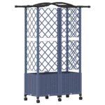 vidaXL Vyvýšený záhon s mriežkou a strechou Sivá 122 x 40 x 144 cm PP – Obrázok 5