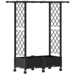 vidaXL Vyvýšený záhon s mriežkou a strechou Čierna 122,5 x 40 x 127 cm – Obrázok 2