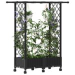 vidaXL Vyvýšený záhon s mriežkou a strechou Čierna 122,5 x 40 x 127 cm – Obrázok 3